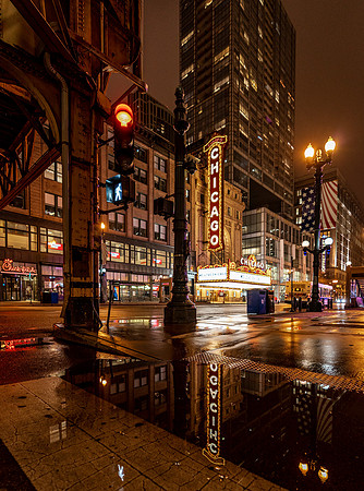 Chicago theatre reflection